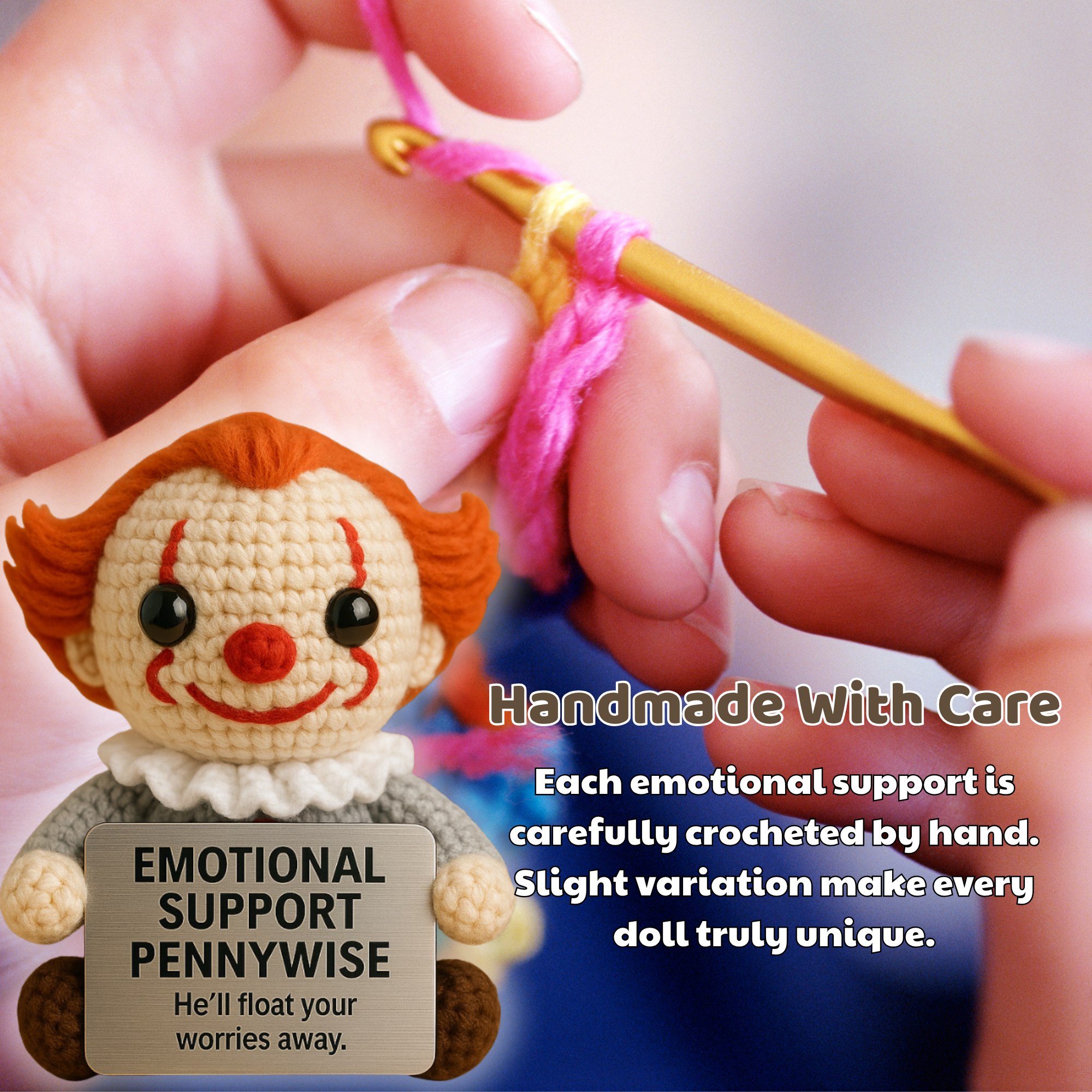 Emotional Support Pennywise Crochet Doll