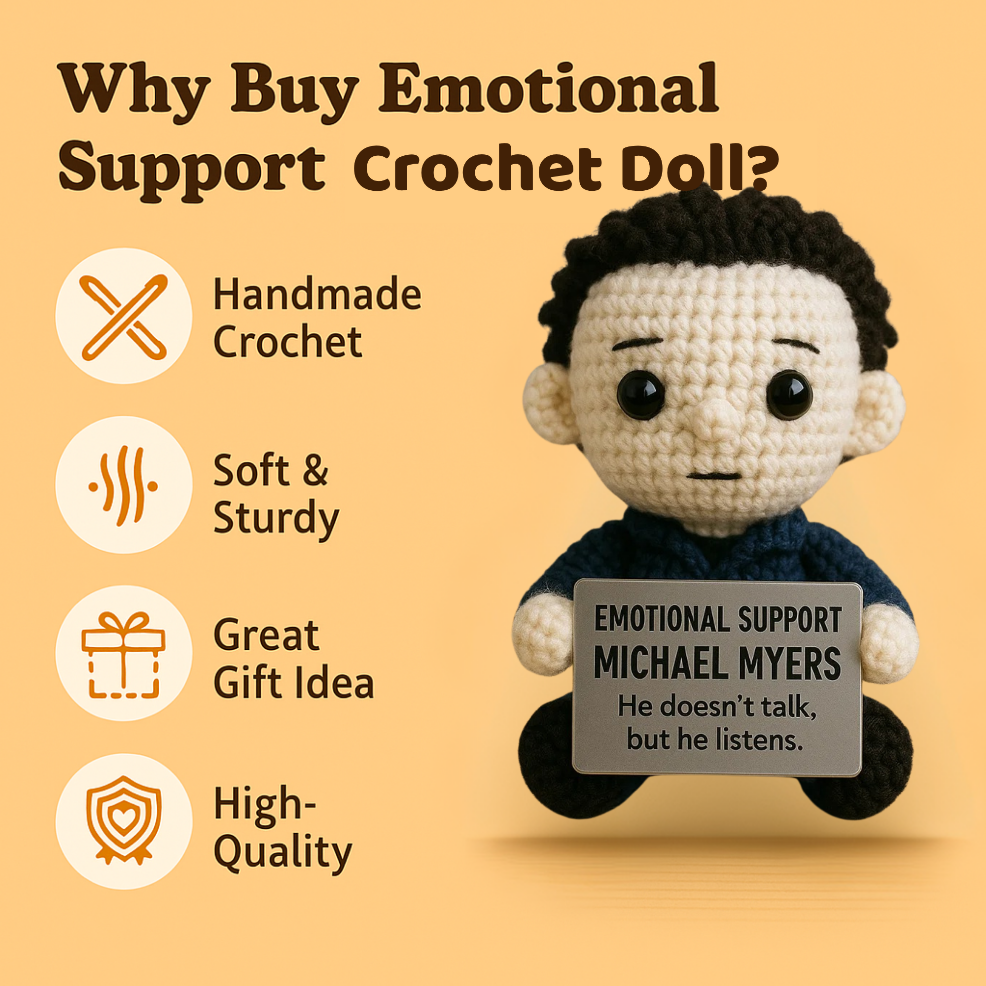 Emotional Support Michael Myers Crochet Doll